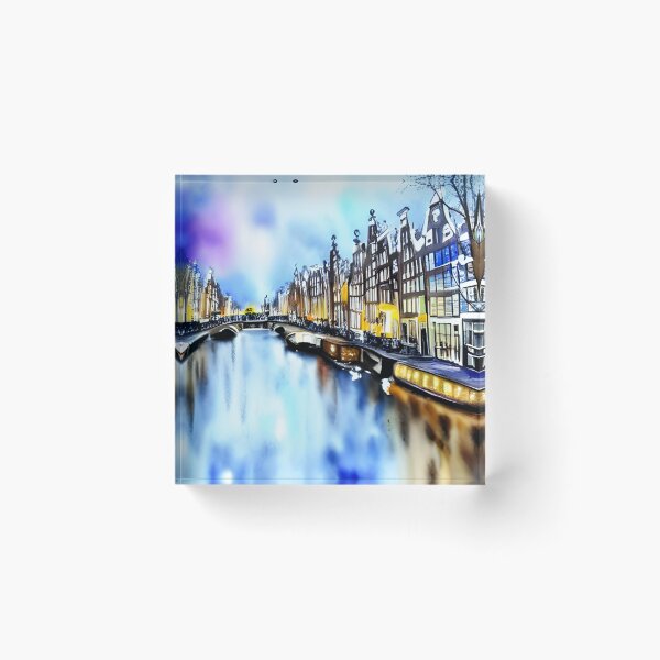 Item preview, Amsterdam Watercolor Art, City Landscape, Amsterdam Artwork designed and sold by viewgraphics.