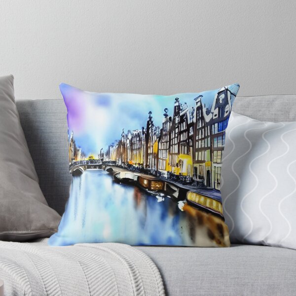 Item preview, Amsterdam Watercolor Art, City Landscape, Amsterdam Artwork designed and sold by viewgraphics.