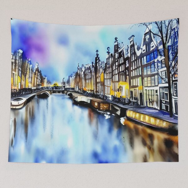 Item preview, Amsterdam Watercolor Art, City Landscape, Amsterdam Artwork designed and sold by viewgraphics.
