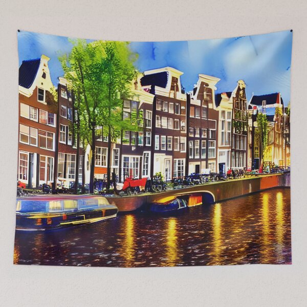 Item preview, Amsterdam Watercolor Art, City Landscape, Amsterdam Artwork designed and sold by viewgraphics.