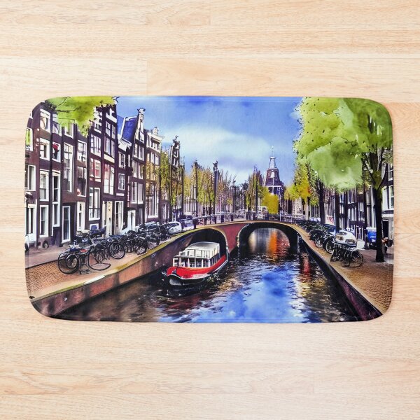 Item preview, Amsterdam Watercolor Art, City Landscape, Amsterdam Artwork designed and sold by viewgraphics.