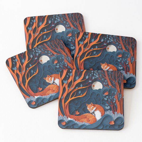 Item preview, Paper quilled sleeping fox under full moon designed and sold by Staibshine.