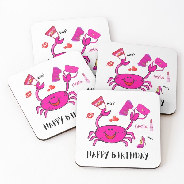 Item preview, HAPPY BIRTHDAY PINK PARTY HAT PINK SHOES LIPSTICK HANDBAG LIPS HEARTS designed and sold by EllieMonroe.