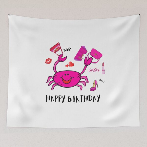 Item preview, HAPPY BIRTHDAY PINK PARTY HAT PINK SHOES LIPSTICK HANDBAG LIPS HEARTS designed and sold by EllieMonroe.