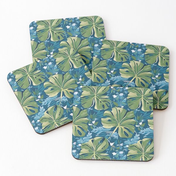 Item preview, Large Monstera Leaf with Blue and White Background Leaves Van Gogh Style Pattern designed and sold by sunflowerlight.