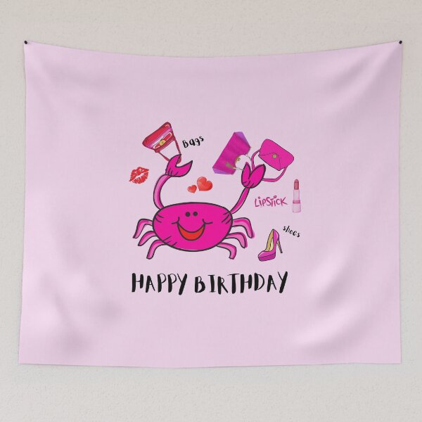 Item preview, HAPPY BIRTHDAY PINK PARTY HAT PINK SHOES LIPSTICK HANDBAG LIPS HEARTS designed and sold by EllieMonroe.