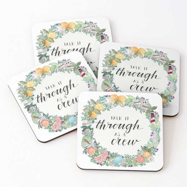 Item preview, Talk it through as a crew - watercolour wreath with quote designed and sold by klbailey.
