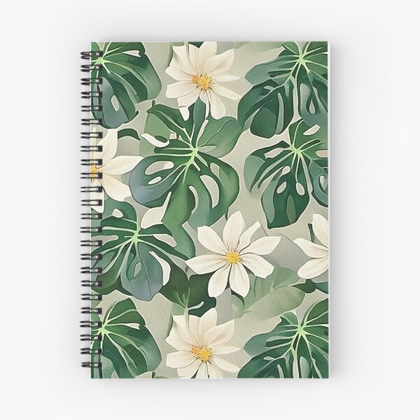 Item preview, Van Gogh Style Monstera Leaves and Lilly White Flowers Against Mist Gray Pattern designed and sold by sunflowerlight.