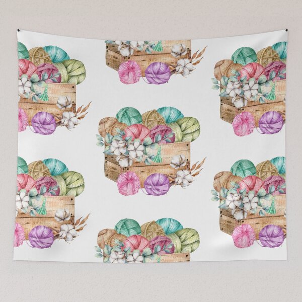 Item preview, Box Full of Yarn and Cotton Flowers  designed and sold by silviaol.
