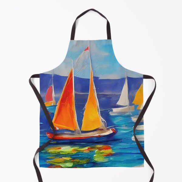 Item preview, Large Sailboat Part Art, Colorful Sailboats & Harbor Art, Nautical Landscape Art designed and sold by viewgraphics.