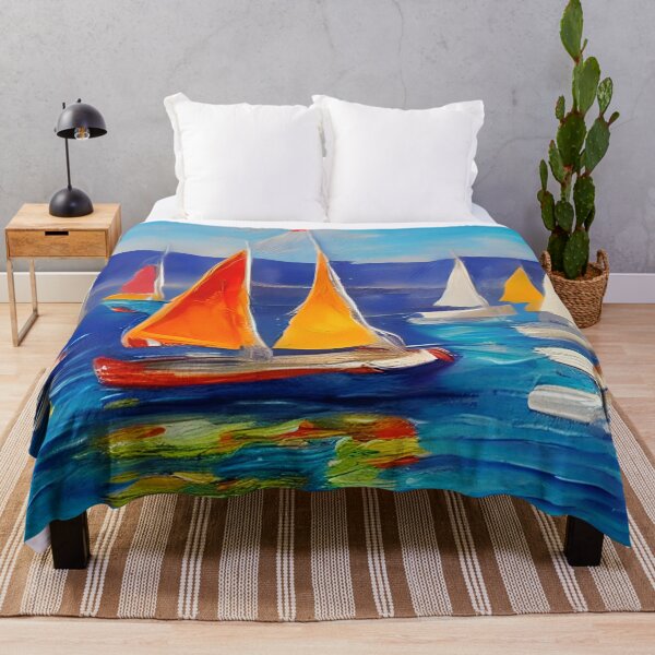 Item preview, Large Sailboat Part Art, Colorful Sailboats & Harbor Art, Nautical Landscape Art designed and sold by viewgraphics.