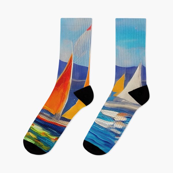 Item preview, Large Sailboat Part Art, Colorful Sailboats & Harbor Art, Nautical Landscape Art designed and sold by viewgraphics.
