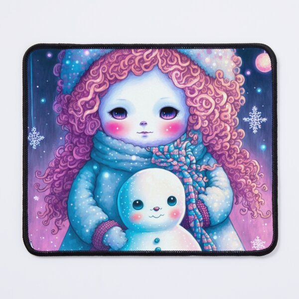 Item preview, A LITTLE GIRL AND HER SNOWMAN Midjourney AI Artwork designed and sold by davidjulie.