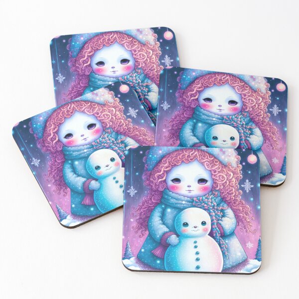 Item preview, A LITTLE GIRL AND HER SNOWMAN  Midjourney AI Artwork designed and sold by davidjulie.