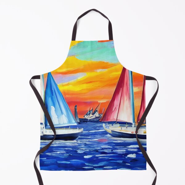 Item preview, Large Sailboat Part Art, Colorful Sailboats & Harbor Art, Nautical Landscape Art designed and sold by viewgraphics.