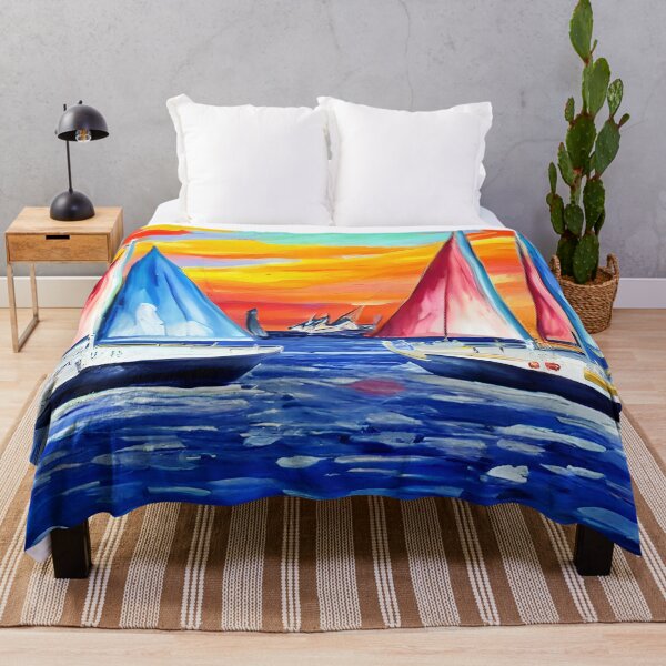 Item preview, Large Sailboat Part Art, Colorful Sailboats & Harbor Art, Nautical Landscape Art designed and sold by viewgraphics.