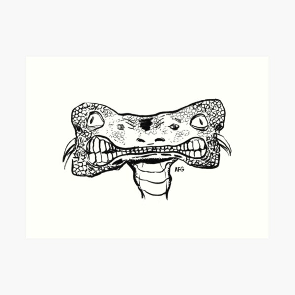 Inktober 2015 Day 11 - Two-Faced Snake Art Print