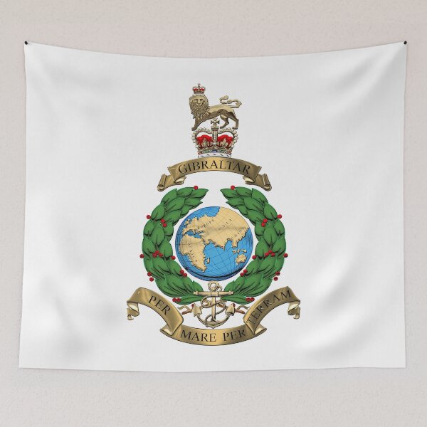 Artikelvorschau, Royal Marines - RM-Abzeichen über weißem Leder entworfen und verkauft von Serge Averbukh Art Studio.