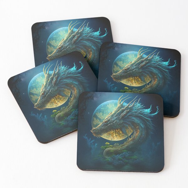 Item preview, Yellow Moon and Its Fantastical Dragon Beast designed and sold by forwardthinker.