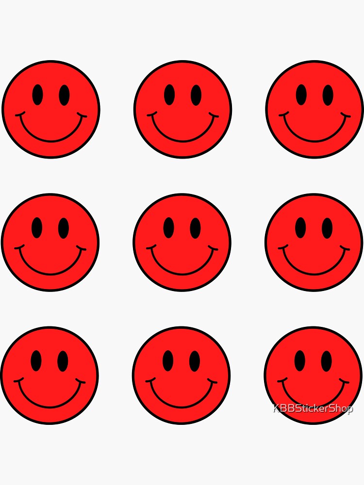 Red Smiley Face 9 Pack Sticker For Sale By Kbbstickershop Redbubble 4252