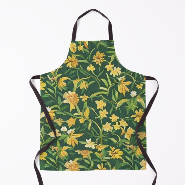 Item preview, Yellow and Orange Flowers and Blooms against Green Stems and Background Pattern designed and sold by sunflowerlight.