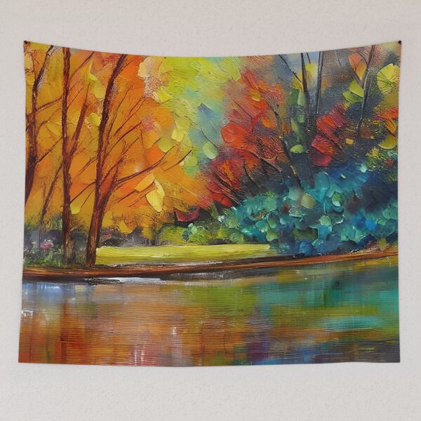 Item preview, River Landscape Art, Autumn Art ,Trees Art ,Boho art, Fancy Art designed and sold by viewgraphics.