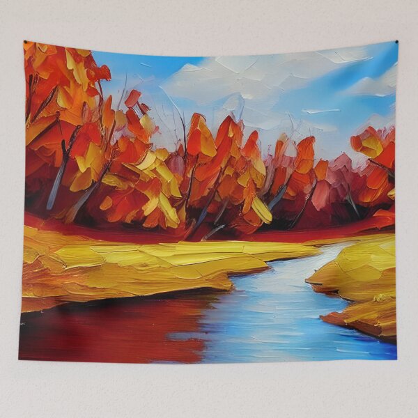 Item preview, River Landscape Art, Autumn Art ,Trees Art ,Boho art, Fancy Art designed and sold by viewgraphics.