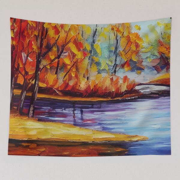 Item preview, River Landscape Art, Autumn Art ,Trees Art ,Boho art, Fancy Art designed and sold by viewgraphics.