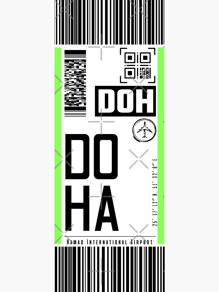 "DOHA DOH qatar classic luggage tag traveler sticker" Sticker for Sale