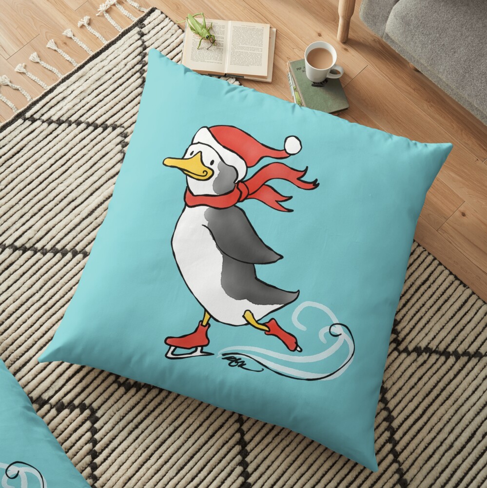 Penguin On Ice Floor Pillow