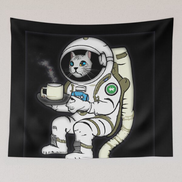 Item preview, Astronaut Cat Sips on a Cup of Coffee in Zero Gravity designed and sold by JOY STORE 45.