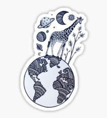 giraffe on the world Sticker