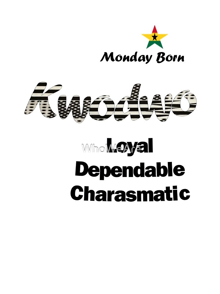 "Monday Born Ghanaian Male Name 'Kwodwo' in black and white" Drawstring