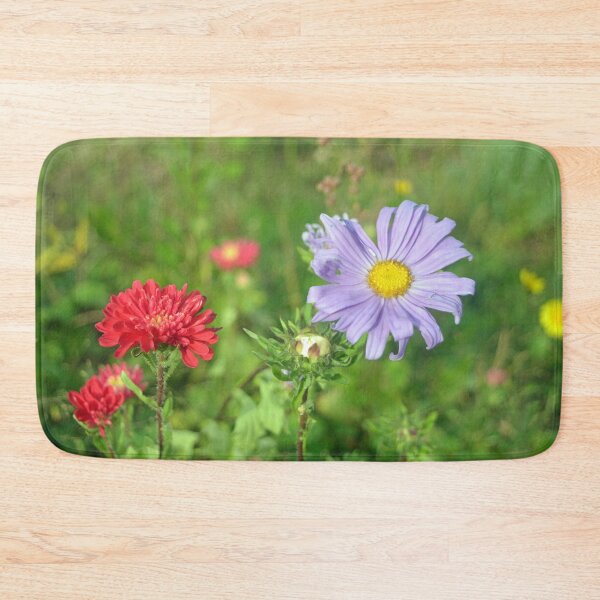 Item preview, pretty purple and red aster daisy flowers in a garden designed and sold by naturematters.