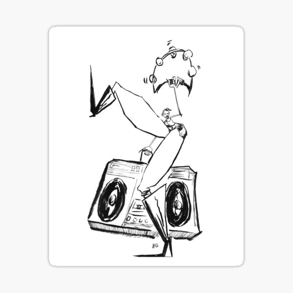 Inktober 2016 Day 02 - Boombox Girl Sticker