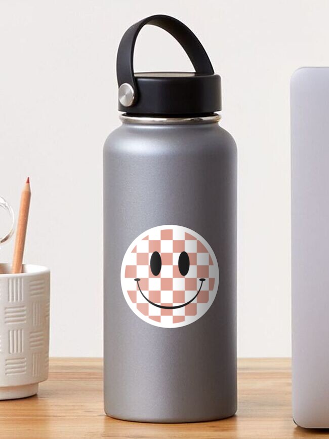 Retro Groovy Pink Checkered Smiley Face Happy Face 