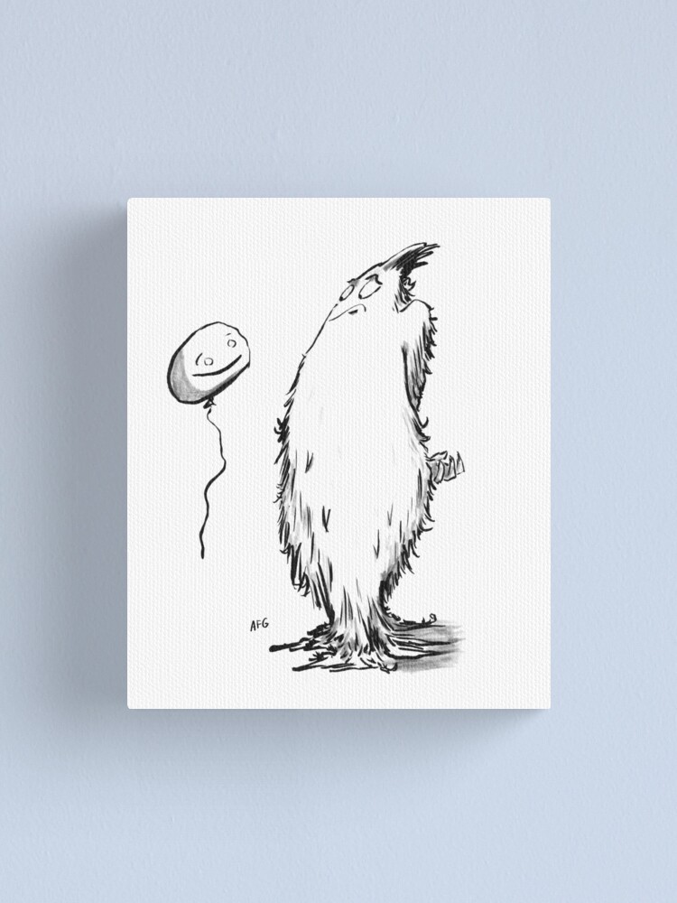 Thumbnail 2 of 3, Canvas Print, Inktober 2016 Day 10 - Balloon designed and sold by aaronfg.