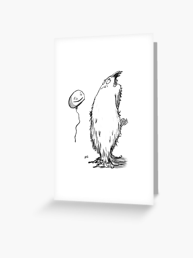 Thumbnail 1 of 2, Greeting Card, Inktober 2016 Day 10 - Balloon designed and sold by aaronfg.
