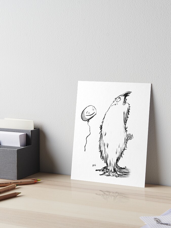 Thumbnail 1 of 2, Art Board Print, Inktober 2016 Day 10 - Balloon designed and sold by aaronfg.