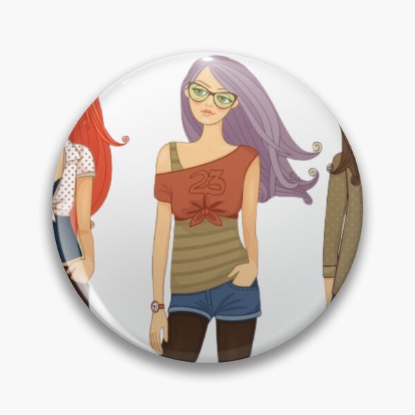 Artikelvorschau, Drei junge Modemädchen, bunte Modeillustration. Schöne Haare und Kleider. Drucke, Drucke auf kaschierter Leinwand und Poster erhältlich. entworfen und verkauft von JoelsCorner.