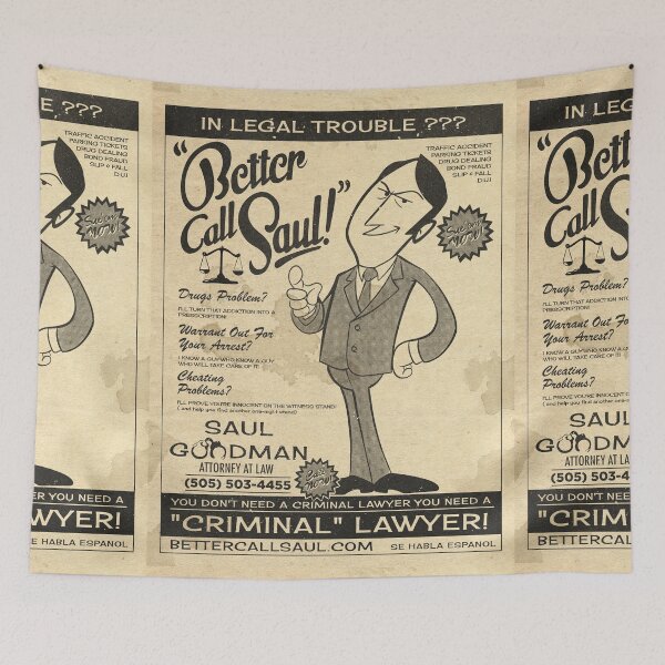 Item preview, Vintage Better Call Saul Criminal Lawyer ads designed and sold by Emptyst store.