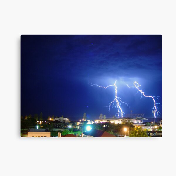 Lightning over Win Stadium at Wollongong Canvas Print