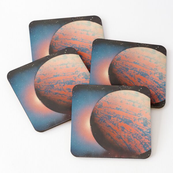 Item preview, Spray paint art red planet with the glow designed and sold by WoodRocksArt.