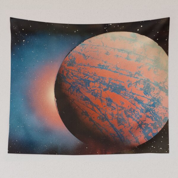 Item preview, Spray paint art red planet with the glow designed and sold by WoodRocksArt.