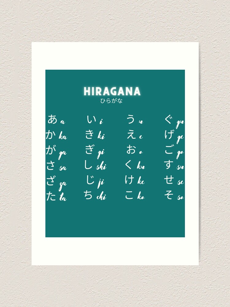 "Japanese Hiragana Chart Alphabet and symbols105" Art Print for Sale by
