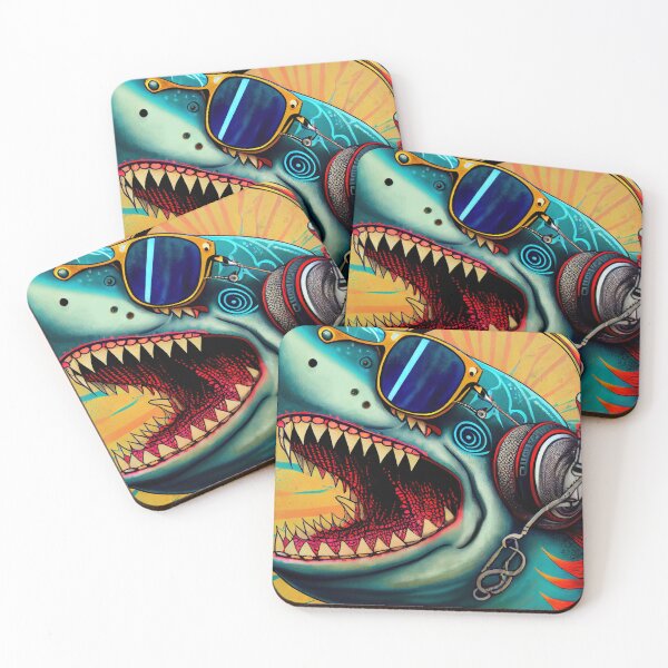 Item preview, Psychedelic Shark with Sunglasses and Headphones designed and sold by dholzric.