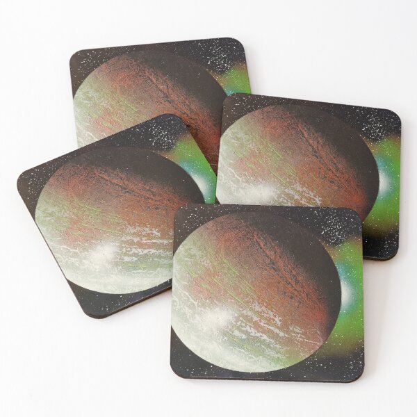 Item preview, Spray paint art red planet with the green glow designed and sold by WoodRocksArt.
