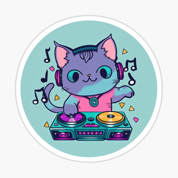 Funny DJ Scratch Cat On Turntable | Poster