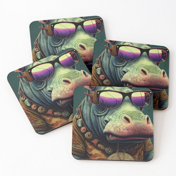 Item preview, Psychedelic Hippo Wearing Sunglasses designed and sold by dholzric.