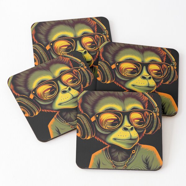 Item preview, Psychedelic Monkey wearing Sunglasses and Headphones designed and sold by dholzric.